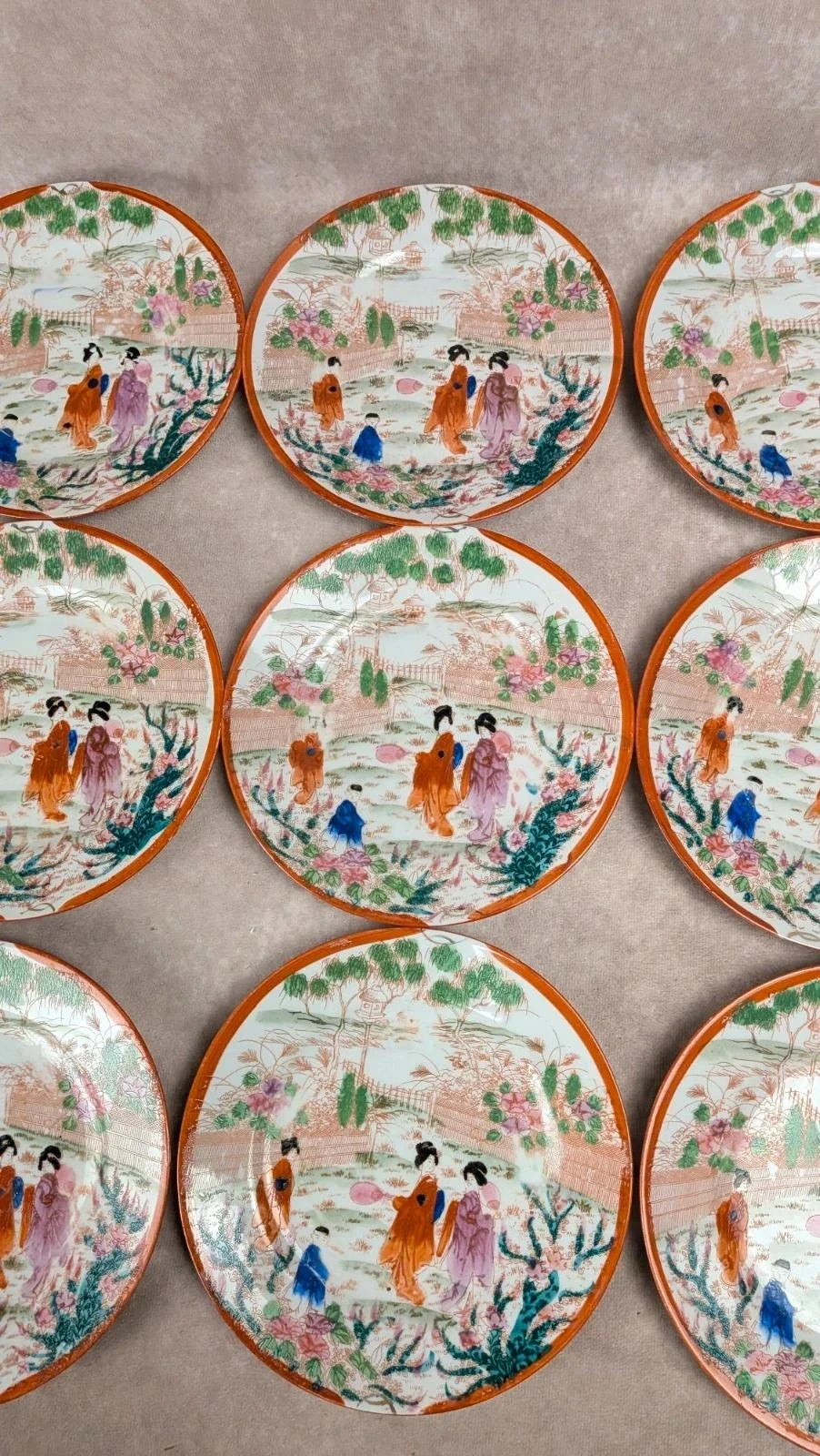 Lote de 9 platos + 1 plato grande estilo japonés antiguo – photo 8